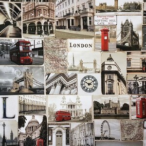 Digital Print Cotton Canvas, I Love London, London Bridges, Historic Landmarks, Upholstery fabric, Home Decor, Cushion, fabric by the Metre image 3