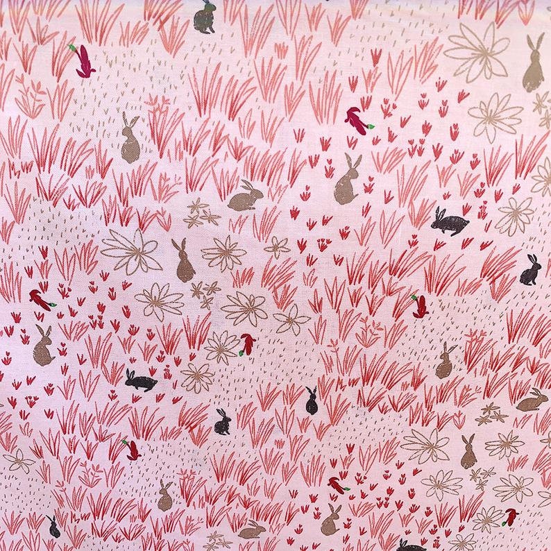 Pink Nursery Fabric Rabbit Fabric by the Yard Woodland Etsy