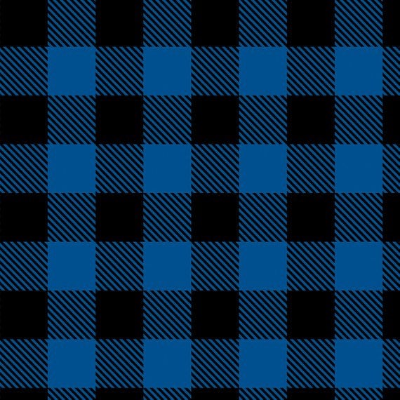 Blue Buffalo Plaid Flannel, Cotton, Fabric, rag quilt, black, lumberjack, 1  inch squares, 55 Wide