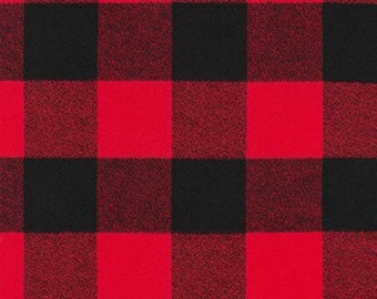 Flannel Fabric - Red Buffalo Plaid - Flannel Blanket, TV Blanket, 55" Wide - 1.75" Squares, fabric BTY, fabric by the Metre