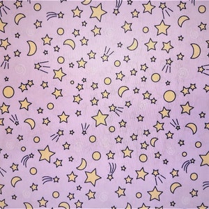 Diaper Waterproof Laminate fabric PUL, Printed Stars, Moon in Gold, PUL fabric