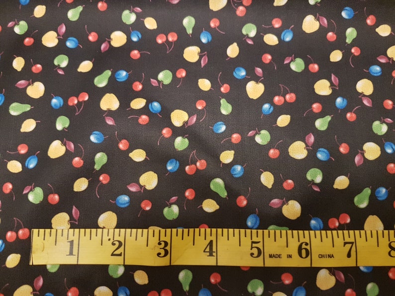 Apples Cherries fabric by the Metre Plums on Black PUL fabric Diaper Waterproof Laminated fabric Pears Fruit PUL fabric by the Yard
