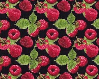 Raspberry Fabric by the Yard, Fruit Fabric, Food Fabric, Premium 100% Cotton fabric