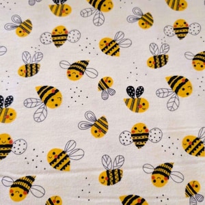 Honey Bee Cotton Flannel Fabric: Yellow Honeycomb Print, Oeko-Tex Certified