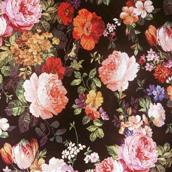Tapestry Fabric FLORAL ELEGANCE Black Background Gobelin Premium. 1.251030.1624.315 Etsy Canada