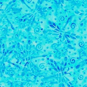Tessuto Tonga Batik tagliato su misura, Fading Dragonflies, Timeless Treasures Turquoise B7907