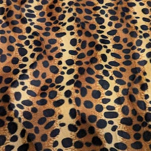 Velboa by the Yard, Black Spotted Leopard on Brown Animal Print, Upholstery
