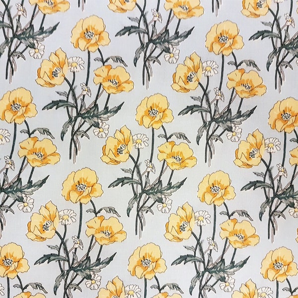 Tissu de souci, tissu floral par verge, Rudia Collection Ltd., tissu au mètre, FabricDesigTreasures