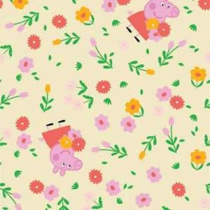 Peppa the Pig FLANNEL, Yellow, Bunches of Flowers, 95220133B-02
