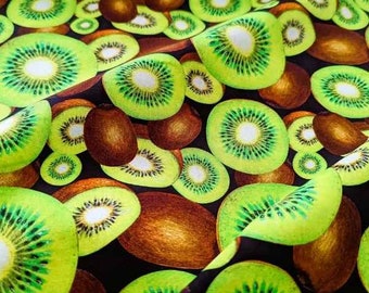 Kiwi Fabric by the Yard, Food Fabric, Quilting Cotton fabric