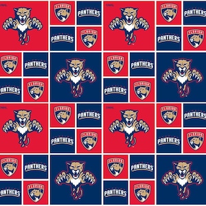 NHL Florida Panthers, tessuto di cotone NHL tagliato su misura, tessuto da hockey, Sykel Enterprises