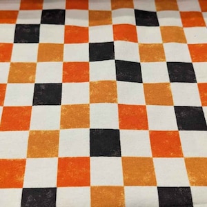 Checkered Flannel, Orange and Black Bundle coordinate,  fabric by the Yard