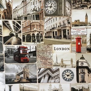 Digital Print Cotton Canvas, I Love London, London Bridges, Historic Landmarks, Upholstery fabric, Home Decor, Cushion, fabric by the Metre image 4