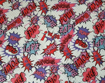 Comic fabric, Text fabric by the Yard, 100% Cotton, fabric by the Metre