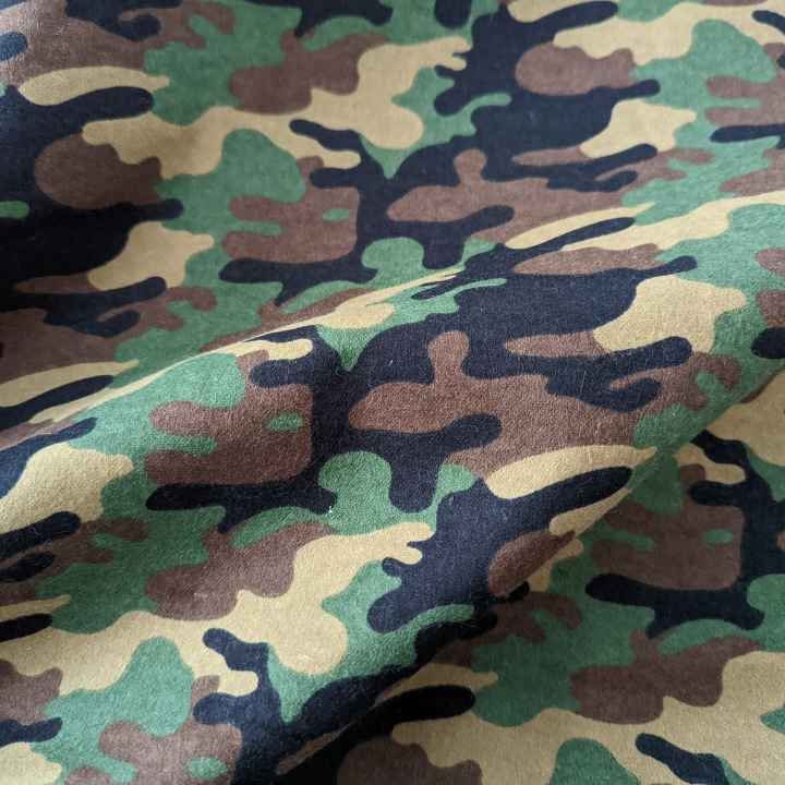 Flannel Camouflage Army Camo Brown Green Black Cotton Flannel Fabric Print  by the Yard (64435)