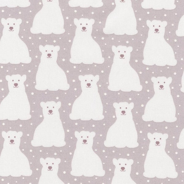 Arctic, Polar Bear Fabric - Polar Bears Plum by Elizabeth Hartman from Robert Kaufman