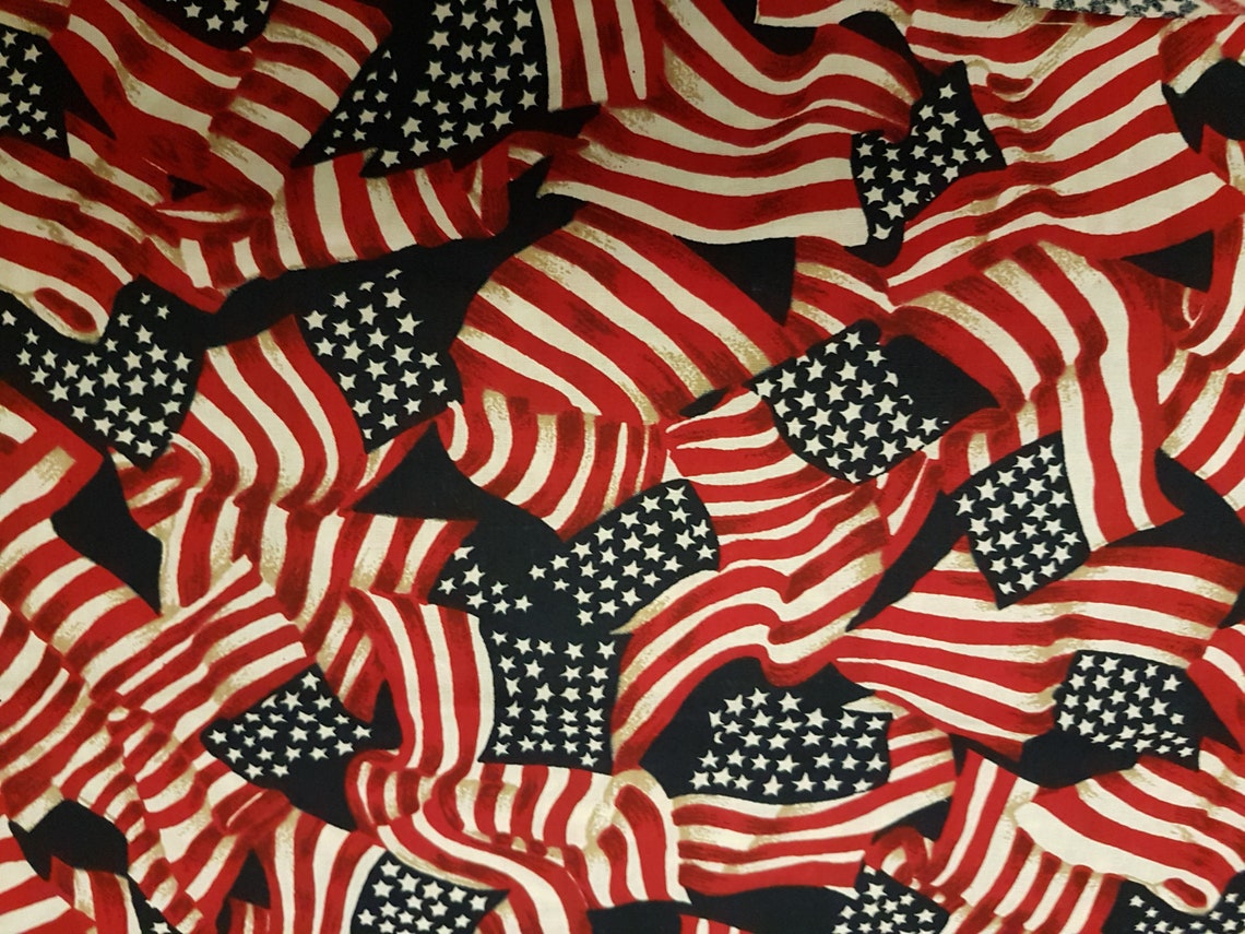 American Flag Cotton Fabric by the Yard Etsy Canada