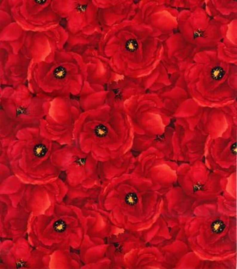 Packed Red Poppy fabric HiFashion Fabrics Poppy fabric 100 Etsy