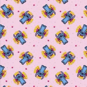Lilo & Stitch, Strano ma carino, Tessuto anti-pilling Polar tagliato su misura, Springs Creative, Tessuto per coperte, Pile rosa, CP79745