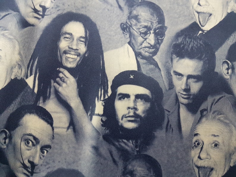 Polyester Spandex-tyg: Albert Einstein, Bob Marley-tryck - 4-vägs stretch bild 2