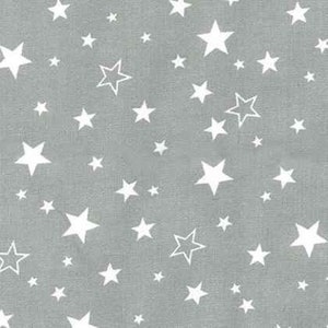 White Stars on Grey FLANNEL,  Cozy Cotton Flannel, SRKF 15593-12