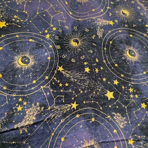 Constelación del Zodíaco FRANELA, franela morada oscura, tela cortada a medida
