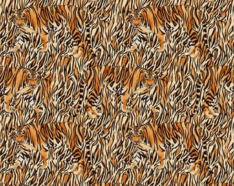 Tiger Print, Wild Camo, Timeless Treasures, 100% Cotton fabric by the Yard, fabric by the Metre