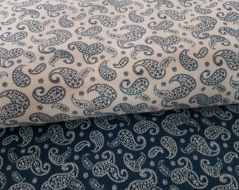 Paisley Fabric by the Yard, Santee Print Works, Navy and White Paisley Fabric, Quilting Cotton fabric