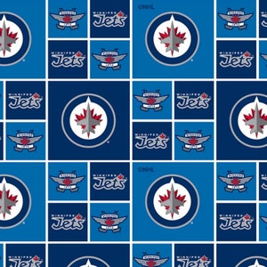 NHL Winnipeg Jets Cotton Fabric by the Yard, Sykel Enterprises Premium Cotton Fabric by the Metre