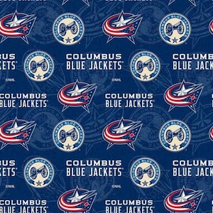 NHL Columbus Blue Jackets NHL Fabric by the Yard, Hockey Fabric, Sykel Enterprises Premium Cotton
