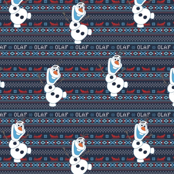 Disney, Olaf fabric, Frozen fabric, Camelot Fabrics licensed blue Frozen