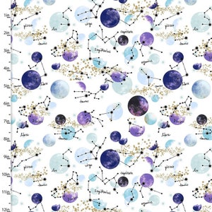 Magical Galaxy - Constellations *Metallic* - By 3 Wishes Fabric - 100% Cotton fabric