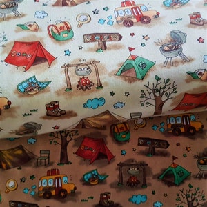 Camping Fabric, Tent Fabric, Campsite Fabric, Premium 100% Cotton fabric