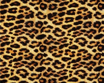 Leopard Fabric by the Yard, Hoffman Digital Wild Kingdom Leopard Skin Allover Leopard  - 100% Quilting Cotton