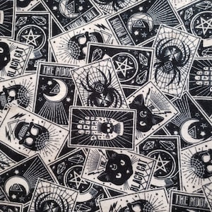 Cartes magiques noires mélangées, tissu, 100 % coton, flanelle