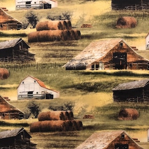 Scenic Farm fabric by the Yard, Greener Pastures, Jennifer Pugh, Wilmington Prints, fabric by the Metre