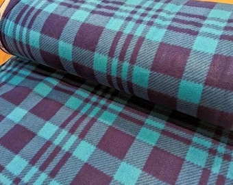 Green and Navy Plaid Anti-Pill Polar Fleece by the Yard
