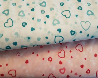 Waterproof PUL Fabric: Pink & Teal Hearts Diaper Material