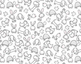 Katoenen flanel babydieren: wit naaimateriaal voor babydieren - Jessica Flick Design