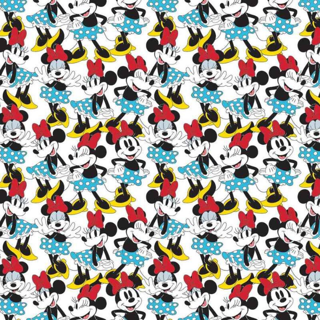 Minnie Mouse Cotton Fabric by the Yard, Mickey and Friends Mickey True