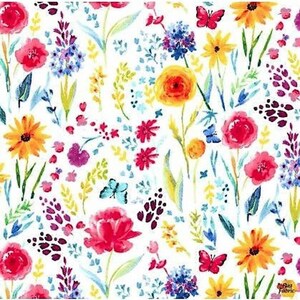 Floral Fabric by the Yard, Spring Fabric, Michael Miller Fabrics, Garden Party Collection, Meadow Menagerie