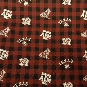 Texas A&M Aggies Black Maroon Cotton Fabric by the Yard, Sykel Ent, Div of Fabrique Innovations, Inc. TAM 1207 Premium Cotton