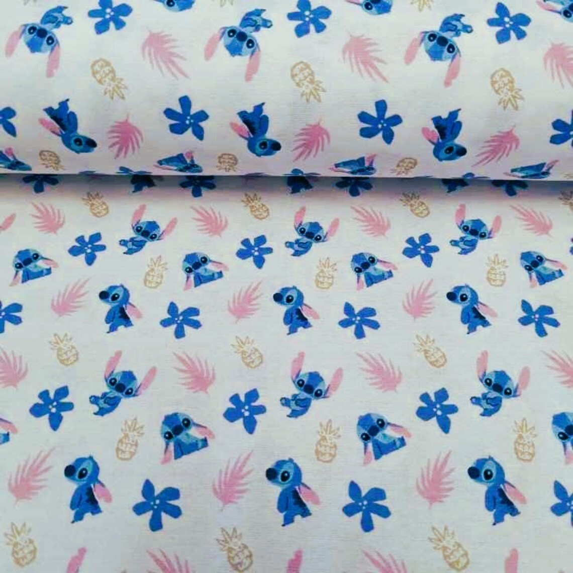Lilo & Stitch Flannel Fabric Disney Stitch Garden White Etsy