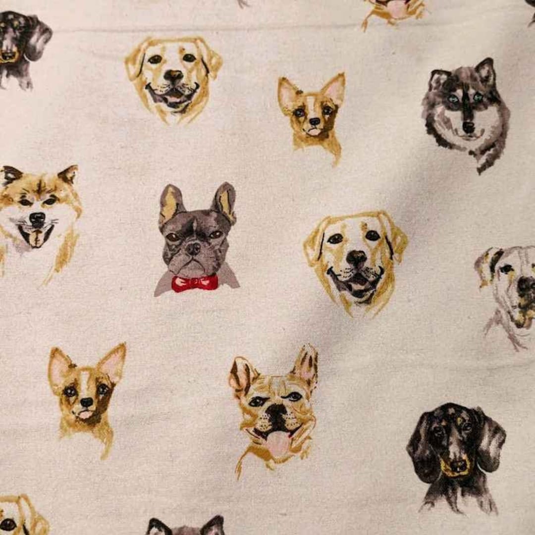 Dog Flannel Fabric: Cream Cotton, Quilting & Baby Projects - Etsy