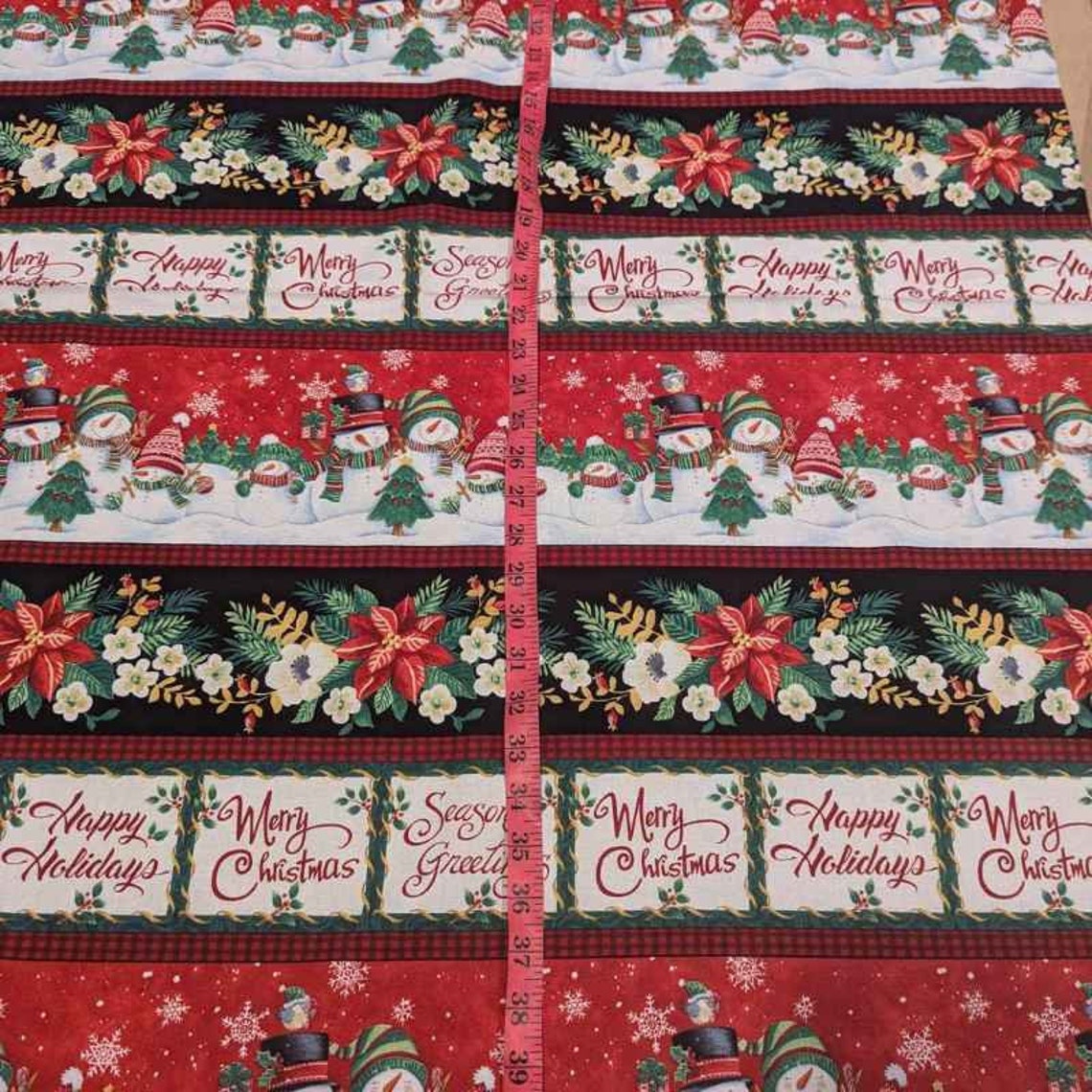 Christmas Border Stripe Fabric: Holiday Quilting Cotton - Etsy