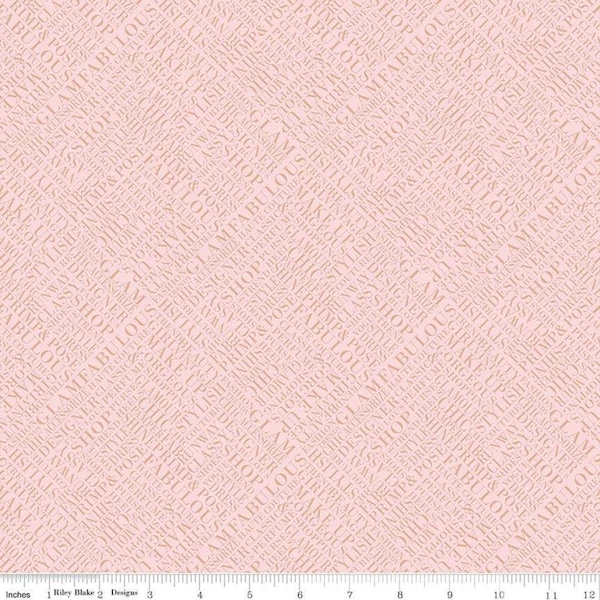 Glam Girl Words Pink Sparkle text Fabric Riley Blake Designs Crafting Sewing Cotton Premium Fabric