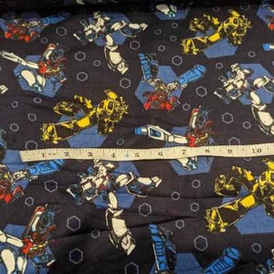 Transformer FLANNEL, Robots Navy Blue, Kids Boys Cotton Flannel Fabric ...