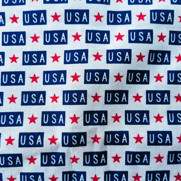 USA Stoff - Hellblau Rot Sterne Patriotisch Baumwollstoff
