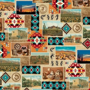 South Western, Navajo, ADOBE di Whistler Studios - Adobe Patchwork Multi, cotone per trapuntatura, tessuti Windham, WIND-50531 X