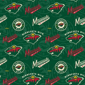 NHL Minnesota Wild Cotton Fabric by the Yard, Hockey Fabric, Sykel Enterprises Premium Cotton, fabric by the Metre